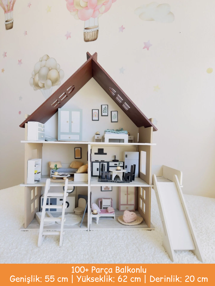 Bohem Oyun Evi – Balkonlu Ahşap Çocuk Oyun Evi