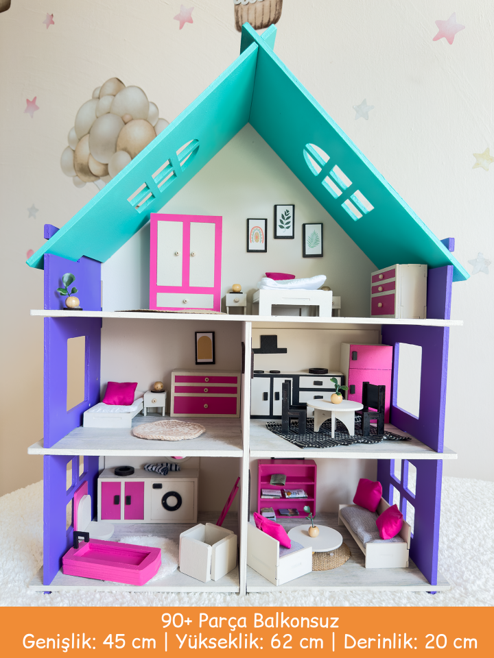 Renkli Oyun Evi – Balkonsuz Ahşap Çocuk Oyun Evi