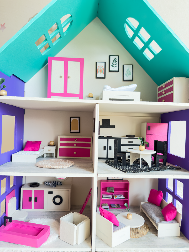 Renkli Oyun Evi – Balkonsuz Ahşap Çocuk Oyun Evi