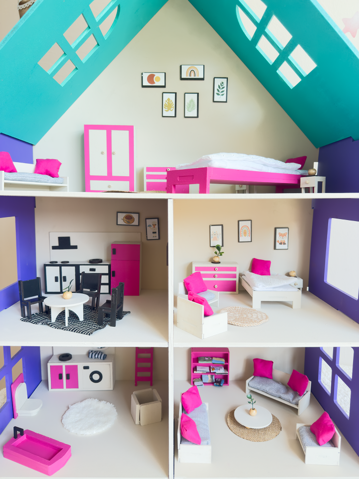 Büyük Renkli Oyun Evi – Balkonsuz Ahşap Çocuk Oyun Evi