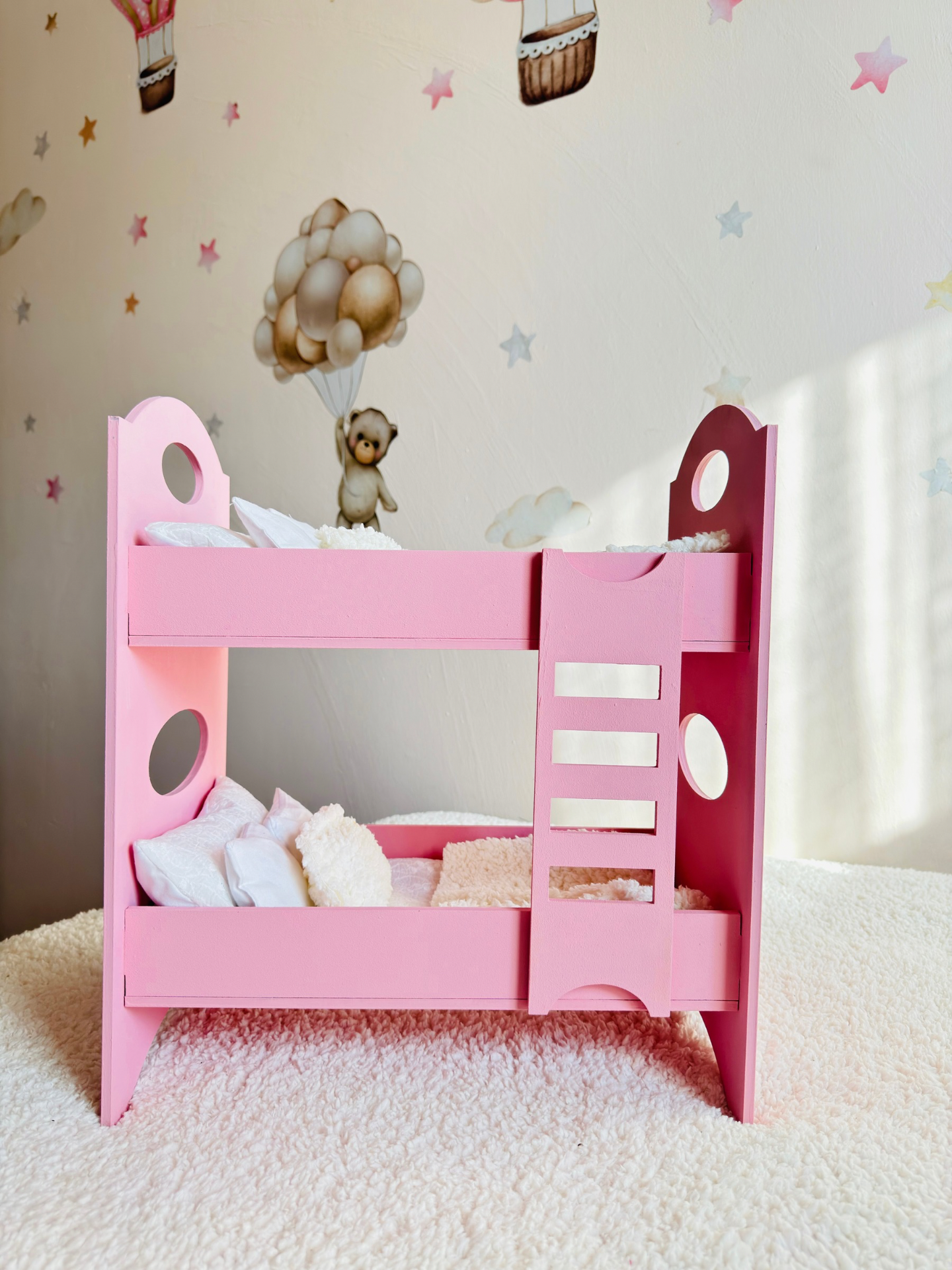 Ahşap Pudra Pembe Ranza