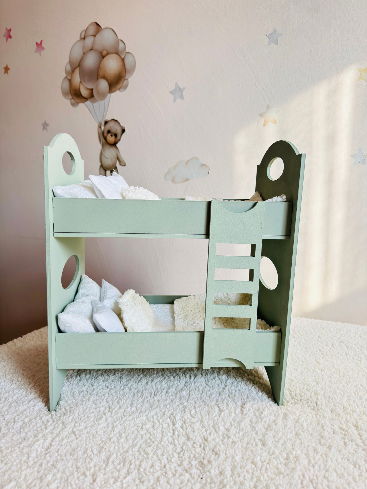 Ahşap Ihlamur Yeşili Ranza